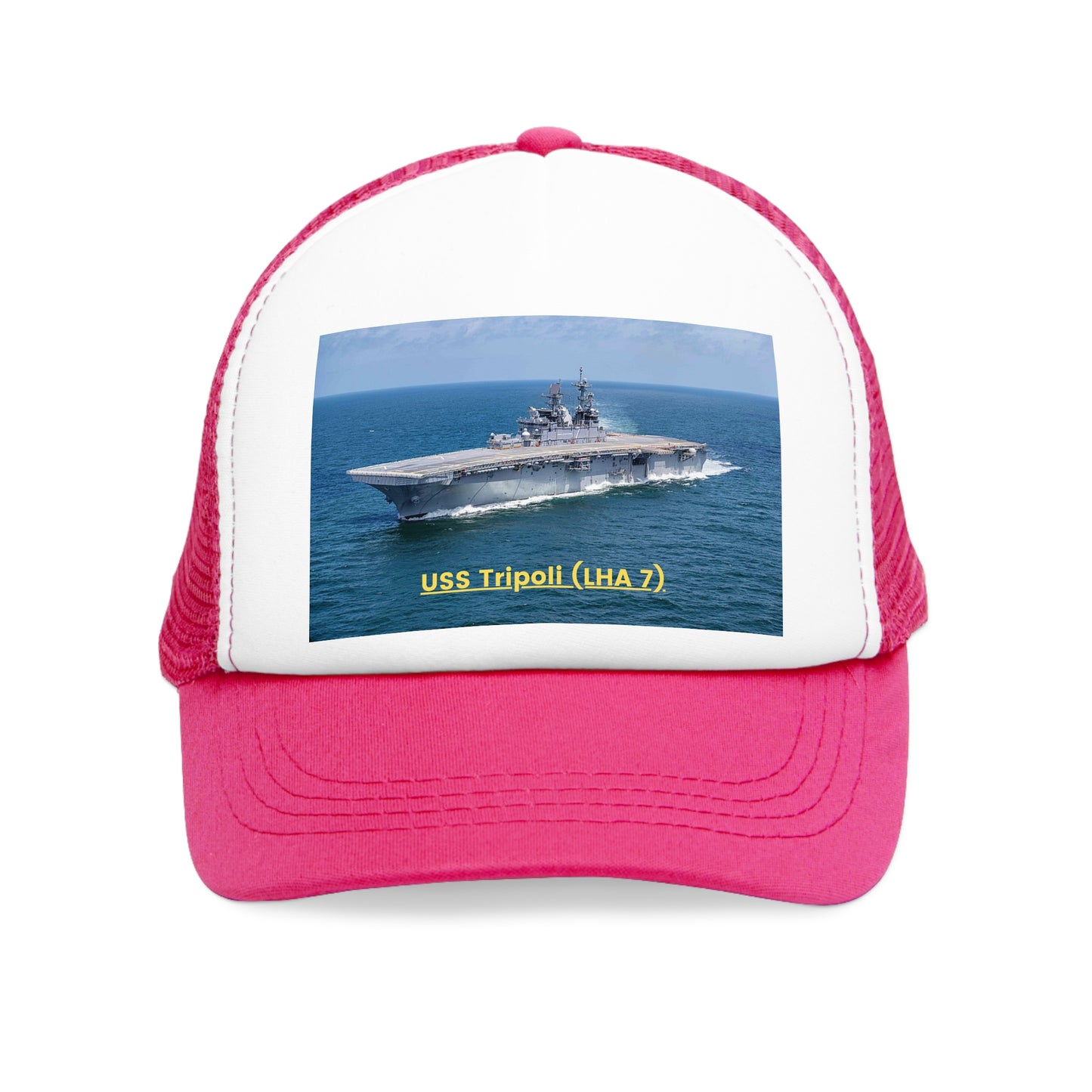 USS Tripoli (LHA 7) Navy POD Smileandlaughtees Mesh Cap