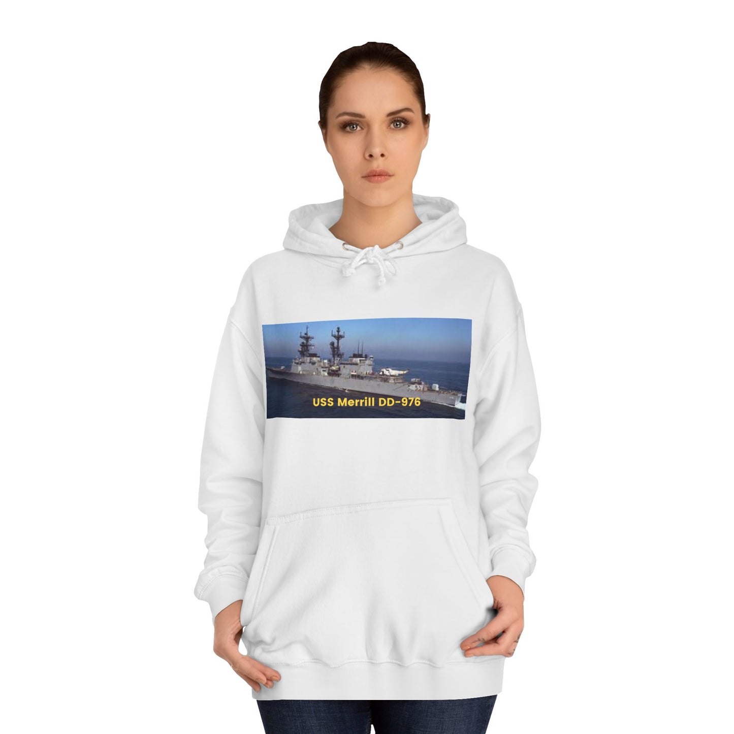 USS Merrill DD-976 Navy POD Smileandlaughtees Unisex College Hoodie