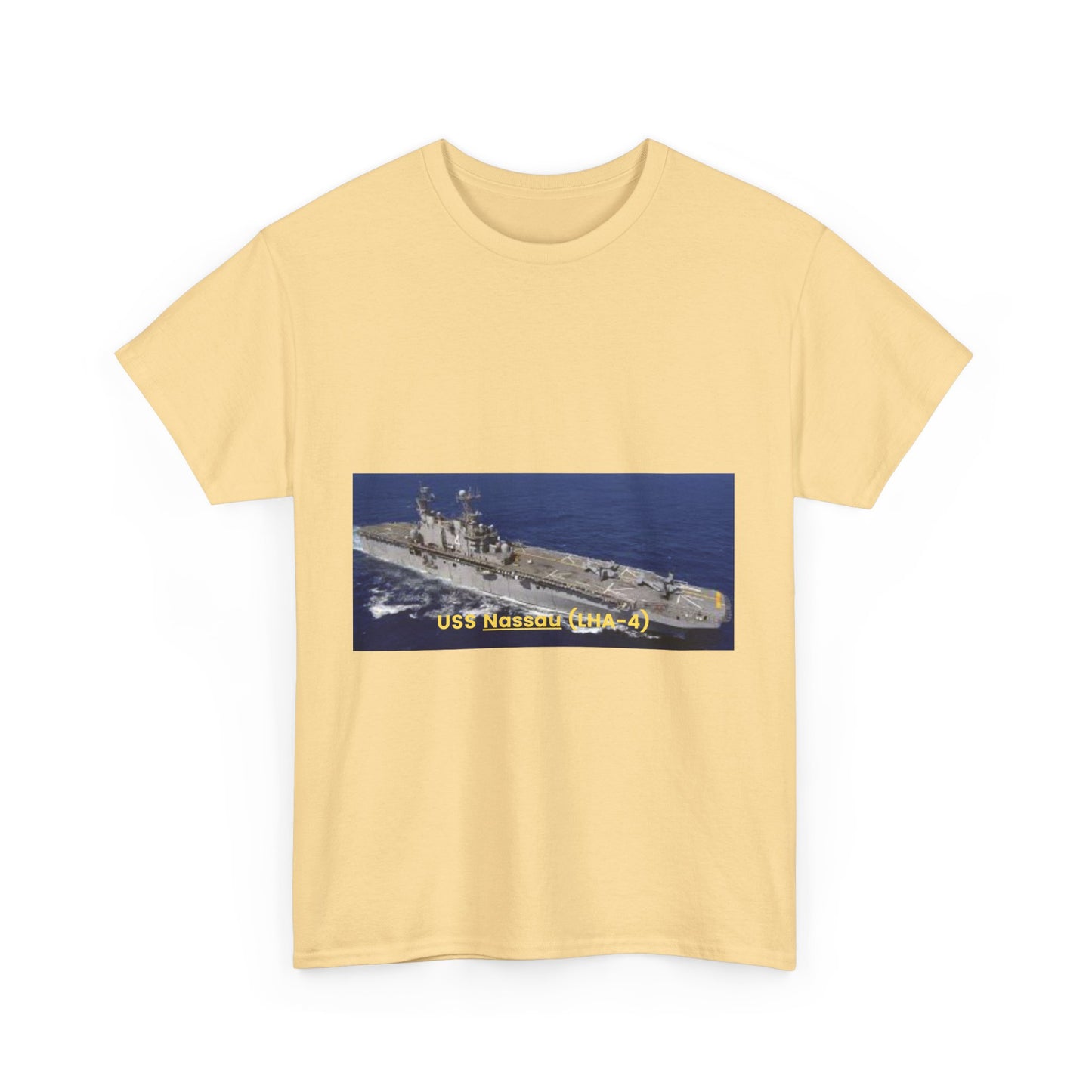 USS Nassau (LHA-4) Navy POD Smileandlaughtees Unisex Heavy Cotton Tee T-Shirt