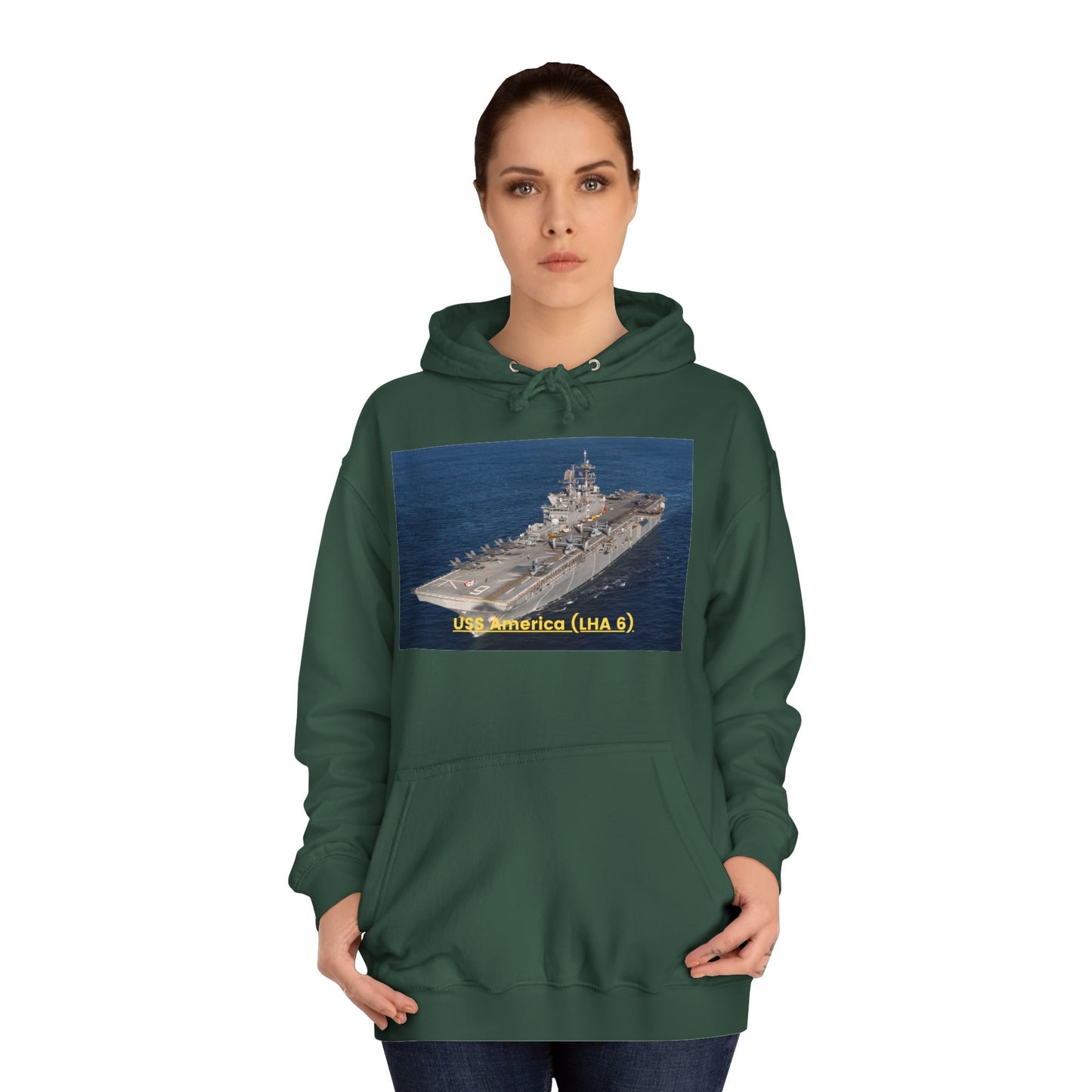 USS America (LHA 6) Navy POD Smileandlaughtees Unisex College Hoodie