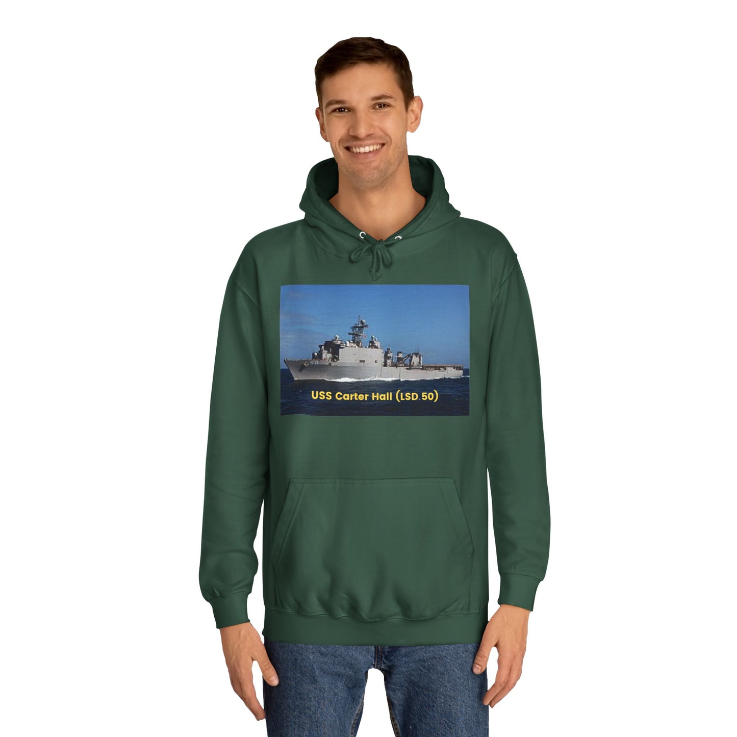 USS Carter Hall (LSD 50) Navy POD Smileandlaughtees Unisex College Hoodie