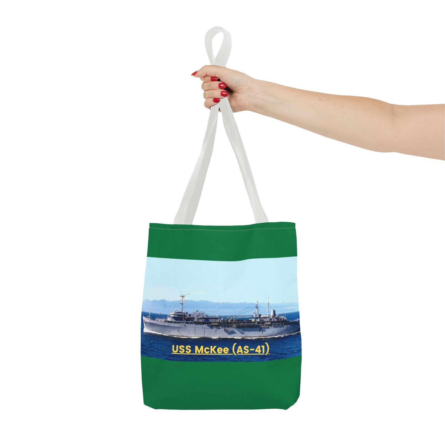 USS McKee (AS-41) Navy POD Smileandlaughtees Tote Bag (AOP)