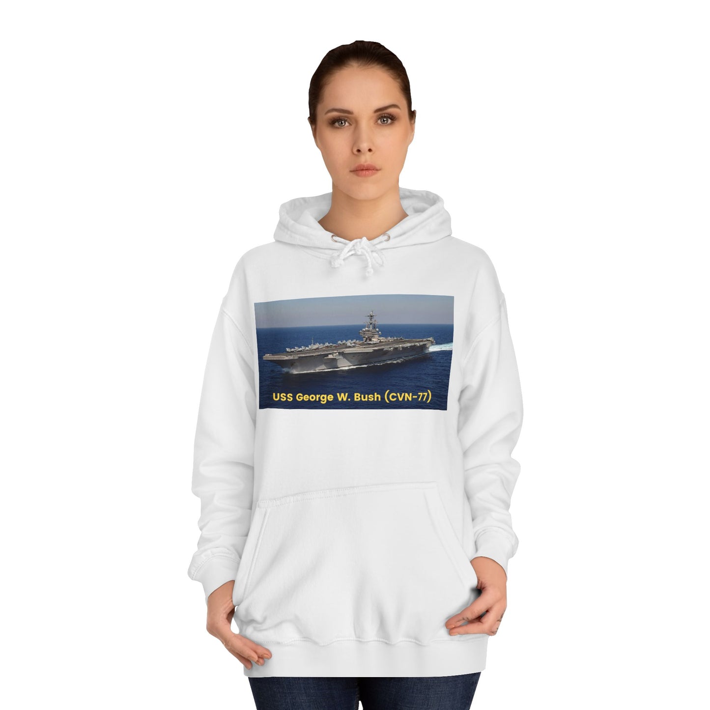 USS George W. Bush (CVN-77) Navy POD Smileandlaughtees  Unisex College Hoodie