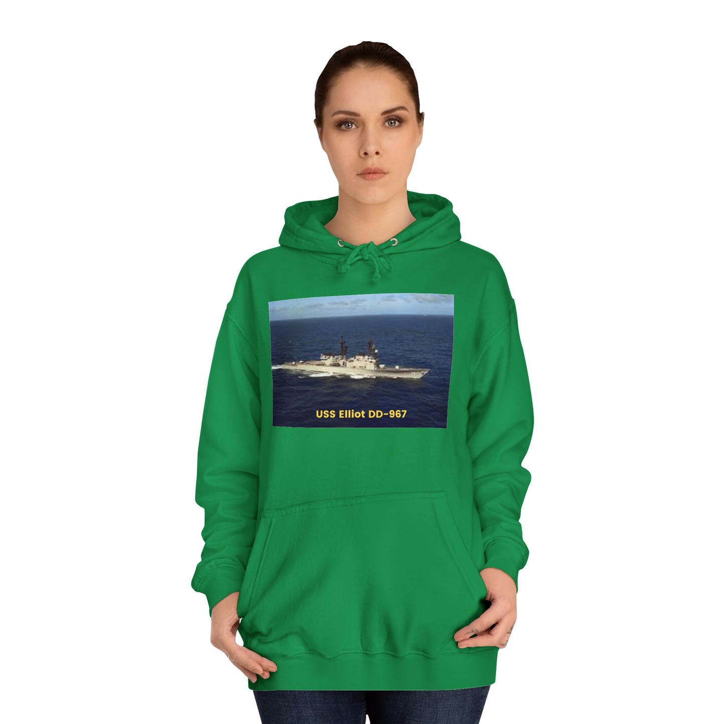 USS Elliot DD-967 Navy POD Smileandlaughtees Unisex College Hoodie