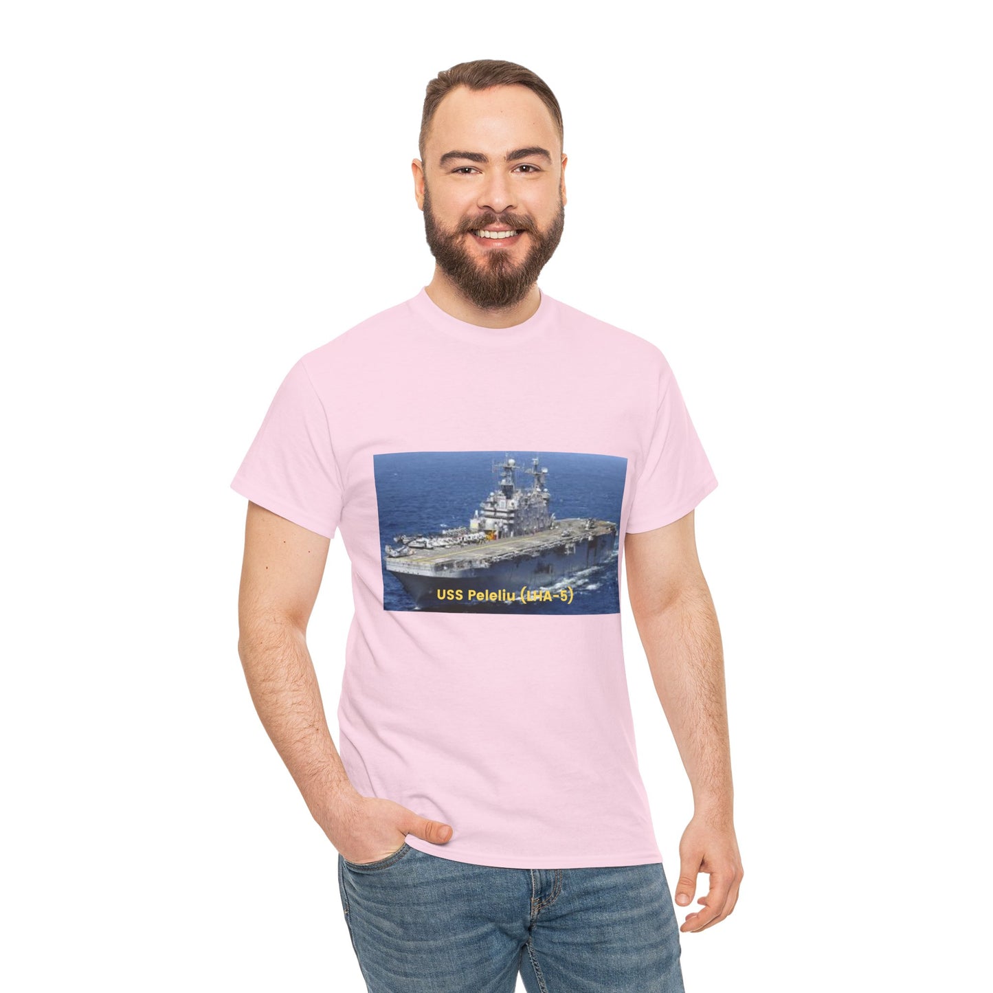 USS Peleliu (LHA-5) Navy POD Smileandlaughtees Unisex Heavy Cotton Tee T-Shirt