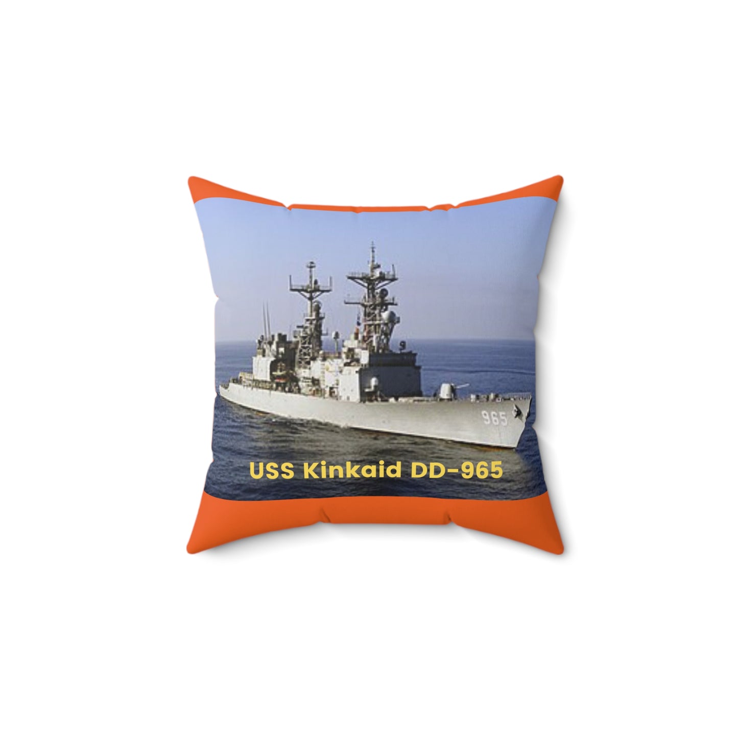 USS Kinkaid DD-965 Navy POD Smileandlaughtees Spun Polyester Square Pillow