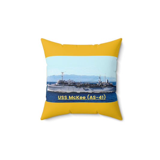 USS McKee (AS-41) Navy POD Smileandlaughtees Spun Polyester Square Pillow