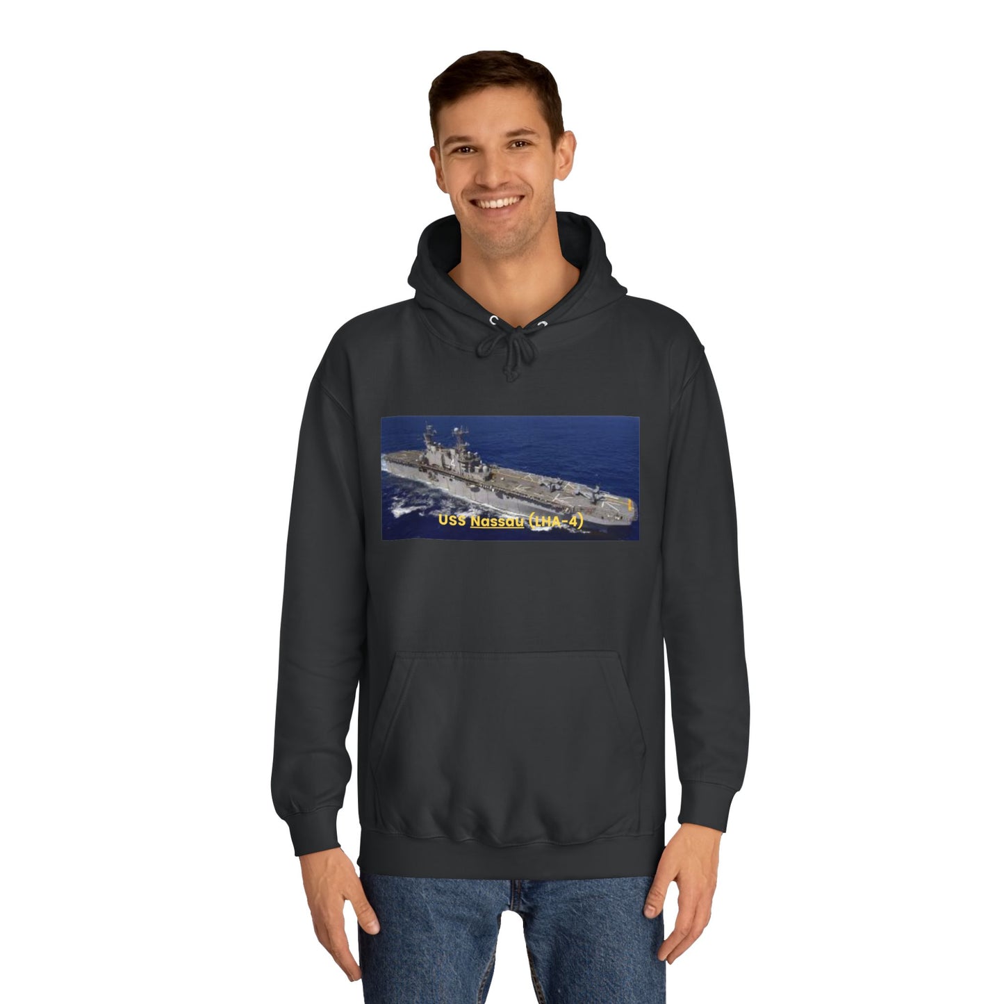 USS Nassau (LHA-4) Navy POD Smileandlaughtees  Unisex College Hoodie