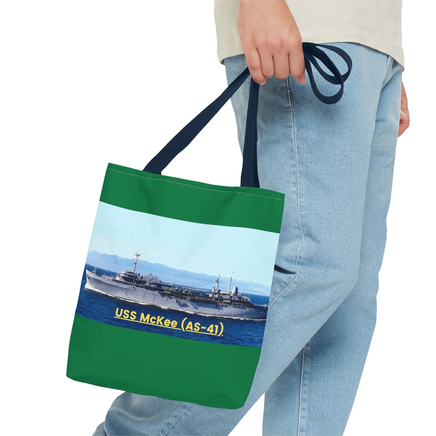 USS McKee (AS-41) Navy POD Smileandlaughtees Tote Bag (AOP)