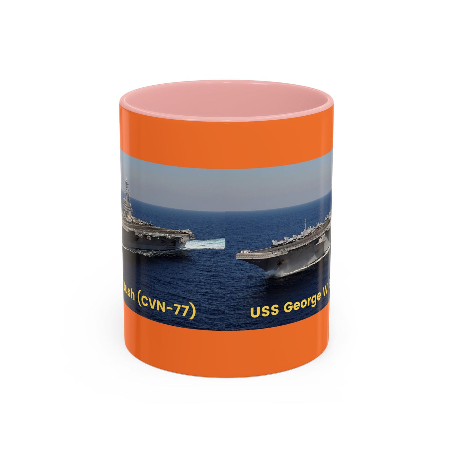 USS George W. Bush (CVN-77) Navy POD Smileandlaughtees Accent Coffee Mug (11, 15oz)